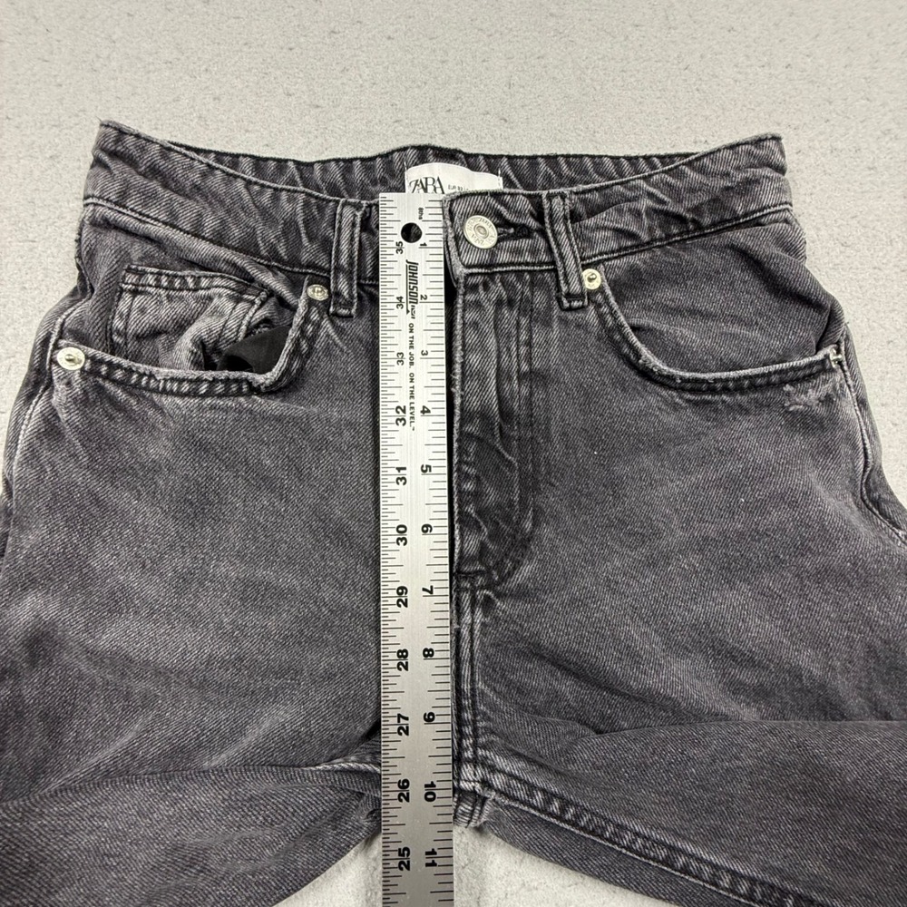 Zara High Waisted Wide Leg Jeans Faded Black Denim Womens Size 0 US 25 Waist - Picture 6 of 9